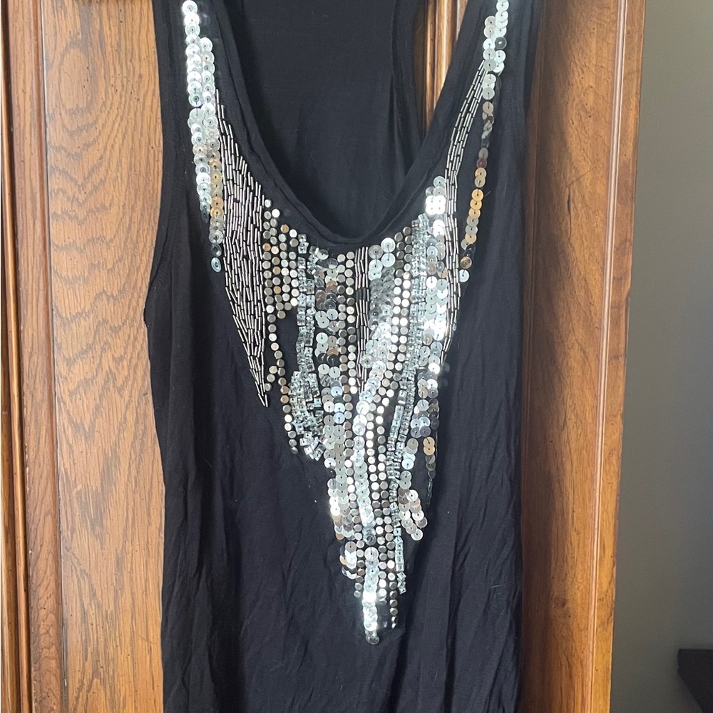 Black Sequin Embellished Women's Top